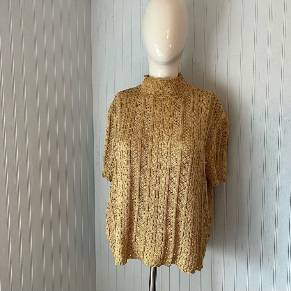 Vintage St. John cable knit shimmer knit short sleeve top MUSA vintage size L